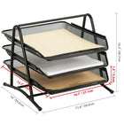 ShoppingAll Mesh 3-Tier Document Tray-DIMENSIONS: The tray measures 11.6″W x 14″L x 10.5″H / W:29.5cm x L:35.6cm x H:26.7cm. Each tray is 10.7″W x 13.7″L x 1.3″H / W:27.1cm x L:35cm x H:3.2cm .