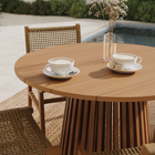 Modway Lane 39" Round Outdoor Teak Wood Dining Table - Natural-Natural Wood Grain