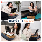 ShoppingAll Adjustable Tablet Holder Cushion Pillow Stand - Grey-2-in-1 Versatile Usage - Functions as both a tablet holder and a lap desk—attach the arm for hands-free device use, or remove it to convert it into a cozy book and laptop stand.