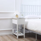 HOMCOM Flip Top End Table - White-Metal flip hinge can be opened 180 degrees and flush when closed