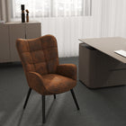 Homy Casa Guest & Reception Chairs - Suede Brown Fabric-Soft high-density foam cushion for long-lasting comfort and support.
