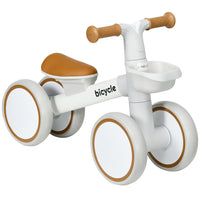 Qaba Toddler Balance Bike with Adjustable Seat - Brown-Teaches children to push, stand, and walk with confidence 