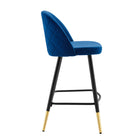 Modway Cordial Performance Velvet Counter Stools - Navy - Set of 2-Assembly Required