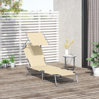 Outsunny Outdoor Lounge Chair - Adjustable Folding Chaise Lounge - Beige-Breathable mesh cloth fabric keeps you cool and well ventilated