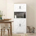 HOMCOM 68" H Kitchen Pantry Cabinet with Microwave Oven Countertop - White-Anti-tipping accessories for safety 