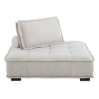 Modway Saunter Tufted Fabric Armless Chair - Beige-Non-Marking Foot Caps