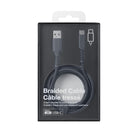 Basic Tech 6 foot Type-C Braided Cable - Charcoal-6 feet in length