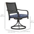 Outsunny Outdoor Patio Swivel Rocker Chairs with Cushion - Blue-Made of metal frame with a powder-coated finish 