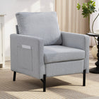 HOMCOM Modern Accent Chair with Metal Legs and Thick Cushion for Bedroom - Light Grey-Can be placed anywhere, from living room, bedroom to dining room ...
