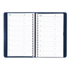 Blueline 2027 Daily Planner with Spiral Binding and Soft Lizard-Like Cover - 8" x 5" - Blue - Bilingual-Note box on each page and monthly expense page at the end of each month