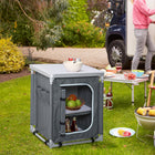 Outsunny Camping Kitchen Station with 2-Shelf and Carrying Bag for BBQ Party Picnics Backyards - Grey-Great for camping, picnics, barbecues and other outdoor events
