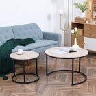 HOMCOM 29" Round Stacking Tables - Grey Wood Grain - 2 Pack-Modern design with the tabletop in marble effect easily fit home style