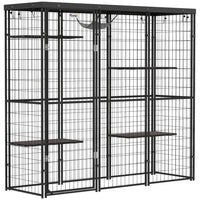 PawHut 62"H Outdoor Welded Wire Catio with Waterproof Cover - Black-Spacious 10 sq. ft (0.96㎡) living area comfortably fits 1-3 cats up to 11 lbs. (5 kg) 