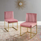 Modway Carriage Performance Velvet Dining Chair - Gold/Dusty Rose - 2 Pack-Performance Velvet Polyester Upholstery