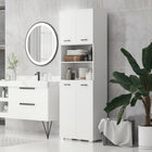 Kleankin Tall Bathroom Storage Cabinet with Doors and Cupboards - White-Shelves in the cabinets that are adjustable give you flexibility in personalizing the storage compartments