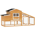 PawHut 79" Wooden Chicken Coop, with Removable Tray, Nesting Box - Brown-Features elevated living house, run backyard, nesting box 
