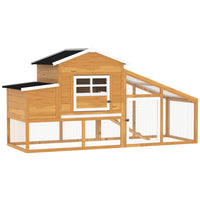 PawHut 79" Wooden Chicken Coop, with Removable Tray, Nesting Box - Brown-Features elevated living house, run backyard, nesting box 