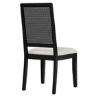 Modway Arlo Faux Rattan and Wood Dining Side Chairs - Black/Heathered Weave Ivory - 2 Pack-8