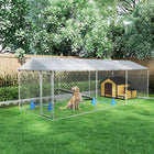 PawHut 20' L Outdoor Dog Kennel with Waterproof Cover - Silver-Tall height prevents dogs from jumping over 