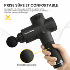 MotionGrey - Pistolet de massage à percussion pour tissus profonds - Appareil de massage portatif avec 20 niveaux de vitesse - Noir-Fonctionnement silencieux et sans fil : équipé d’un moteur à faible bruit et d’une batterie longue durée, vous permettant de profiter de séances sans interruption, sans câbles encombrants