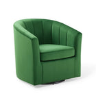 Modway Prospect Performance Velvet Swivel Armchair - Emerald-Modern Barrel Back Armchair