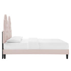 Modway Alexandria Tufted Performance Velvet Twin Platform Bed with Black Wood Legs - Pink-Black Wood Legs With Non-Marking Caps