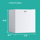 Koolatron Compressor Compact Fridge with Freezer - 1.7 Cu Ft - White-Reversible door with recessed handle
