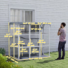 PawHut 71" Catio Outdoor Cat Enclosure with Weatherproof Tarp - Grey-Walk-in design with dual-part access door and cat slide 