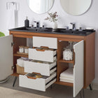 Modway Energize 48" Double Sink Bathroom Vanity - Cherry White/Black-Dual Soft-Close Doors