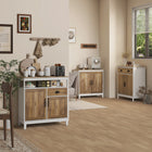HOMCOM Farmhouse 30.9" L Storage Cabinet - Oak-Solid particle board frame for great stability