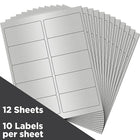 JAM Paper Mailing Address Labels, 2" x 4", Silver Metallic, 120 Pack (40732539)-10 labels per sheet