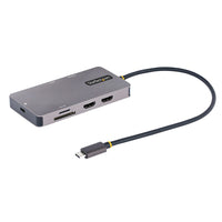 Startech USB C Multiport Adapter - Dual HDMI Video - 4K 60Hz - 2Pt 5Gbps USB-A Hub - 100W Power Delivery Pass-8-in-1 multiport adapter: USB-C dock features DP 1.4 Alt Mode w/DSC & MST supporting up to Dual 4K 60Hz (4K 30Hz w/DP1.2) HDMI 2.0b HDR. 2-port USB-A 3.2/3.1 Gen1 5Gbps hub. 1x BC 1.2/7.5W Fast Charge. 100W PD Passthrough, SD/MicroSD reader, GbE