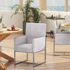 Manhattan Comfort Element 23.74" Modern Velvet Upholstered Dining Chair - Grey-Open Industrial Design Stainless Steel Metal Frame Base with Chrome Finish