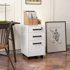 HOMCOM 3-Drawer Letter/A4 Filing Cabinet with Hanging Bars - White-Hanging bars in big drawer for letter or A4-sized files
