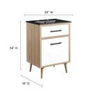 Modway Maverick 24" Bathroom Vanity - Black/Oak-Tapered Rubberwood Legs