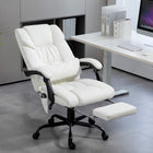 Vinsetto Massage Office Chair with 6-Point Vibration and Footrest - White-Take a break and stretch out with a 130 degree recline angle and footrest