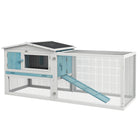 PawHut Outdoor Wooden Rabbit Hutch - Blue-Suitable for rabbits, tortoises, bunnies, guinea pigs, ferrets, and similar sized animals 