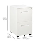 Vinsetto Adjustable Partition Filing Cabinet - White-5 universal wheels ensure easy movement, 2 of them are armed with brakes for safety

