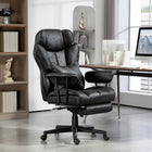 HOMCOM Big and Tall High Back Office Chair with Footrest - Black-140 degree reclining back and a footrest