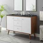 Modway Transmit 48" Double Sink Bathroom Vanity - Walnut/Black-Splayed Wood Legs