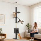 PawHut Floor to Ceiling Cat Tree - Adjustable Height 87"-94.5"-Floor-to-ceiling tension rod and anti-tip strap ensure maximum stability
