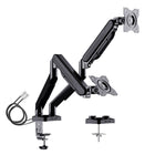 Rocelco MA2 Dual Monitor Arm with Motion Assist & USB/Multimedia Ports - Black-Each arm will support a 13" - 27" Screen up 14.3 lbs.