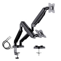 Rocelco MA2 Dual Monitor Arm with Motion Assist & USB/Multimedia Ports - Black-Each arm will support a 13" - 27" Screen up 14.3 lbs.