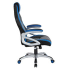 OSP Designs Race Chair - Charcoal Grey with Blue Trim-Silver Base