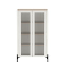 Manhattan Comfort Abbey 31.5" Modern Décor Cabinet - Maple and Off White-Modern Décor Cabinet for Home Office, Living Room, Dining Room and Extra Storage Use