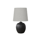 Monarch Specialties 19" H Transitional Table Lamp - Black Resin / Grey Shade-This stylish 19"h table lamp features a chic black resin base and complementary grey fabric shade, perfect for creating a warm, inviting ambiance in transitional style living room, bedroom, or office space