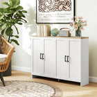 HOMCOM Modern 47.2" L Buffet Cabinet with Storage - White-Shaker doors with natural top for simple decor