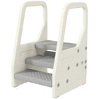 Qaba Adjustable Height Toddler Step Stool with Handle & Foot Pads - Grey-Adjustable height converts from 3 steps to 2 for versatility 