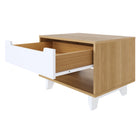 Nexera Barista Nightstand with 1-Drawer And Folding Door - Natural Maple & White-Designed and made in Canada with CARB II/FSC Certified particle board and MDF materials.  Ships in 24-48H from order date. Assembly required
