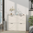 HOMCOM Slim Shoe Storage Cabinet with 4 Flip Drawers - White Oak-Remove dividers to easily store shoes up to men's size 12 or even high heels